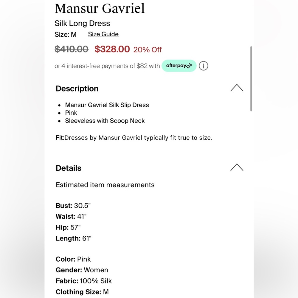 Mansur Gavriel Silk Slip Dress Pastel Pink - Picture 4 of 4